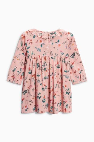 Pink Ditsy Shirred Dress (3mths-6yrs)